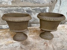 Two Vintage Neoclassical or Tuscan style Bronze/Cast Iron Urn Planter Vase 7.5"