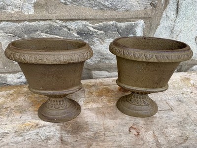 Two Vintage Neoclassical or Tuscan style Bronze/Cast Iron Urn Planter Vase 7.5''