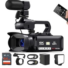4K/6K Camcorder Video Camera   64MP 60FPS Vlogging Camera for YouTube, WiFi,