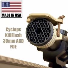 Cyclops FDE 30mm ARD LPVO KillFlash Scope Cover Elastic Center Hole FDE