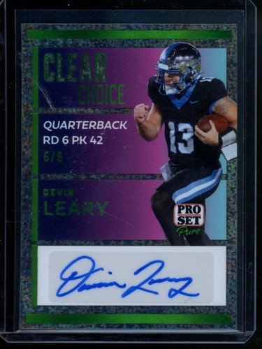 2024 Pro Set Pure Clear Choice Devin Leary #CC-DL2 Sparkle Autograph 6/8