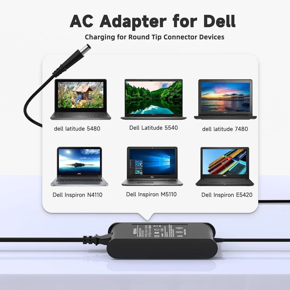 90W 65W Laptop Charger for Dell Latitude 5280 E6410 E5570 E6430 E6440 Power Cord - Image 3 of 4