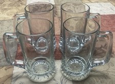 Lot de 4-12 oz tasse à bière/pierre en verre transparent épais avec poignée ~ 5,5" de haut