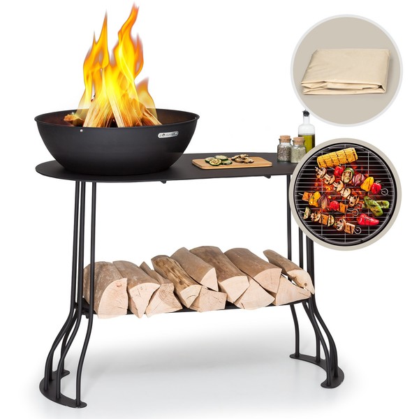 Feuerschale Grillstation Bbq 50 Cm Stahl Feuerstelle Terrasse Feuerkorb Garten-image