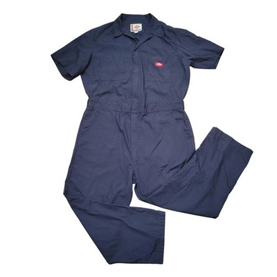 Dickies L Tall Coveralls Navy Blue Short Sleeve Zip Twill Workwear Mechanic