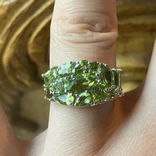 Natural Peridot Sterling Silver Ring Size 6