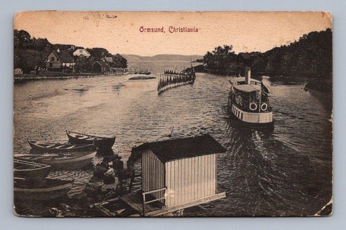 Antike Norwegen AK Ormsund CHRISTIANIA Uferpromenade Fährschiffe 1907 - Bild 1 von 2