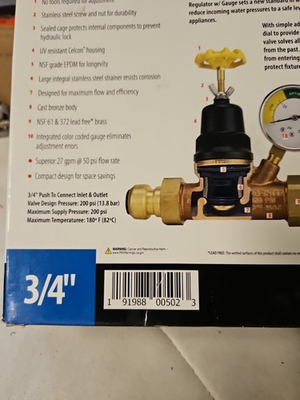 #ad Tectite Hand Adjustable Pressure Regulating Valve W Gauge Model: FSBPRV34WG $40.00