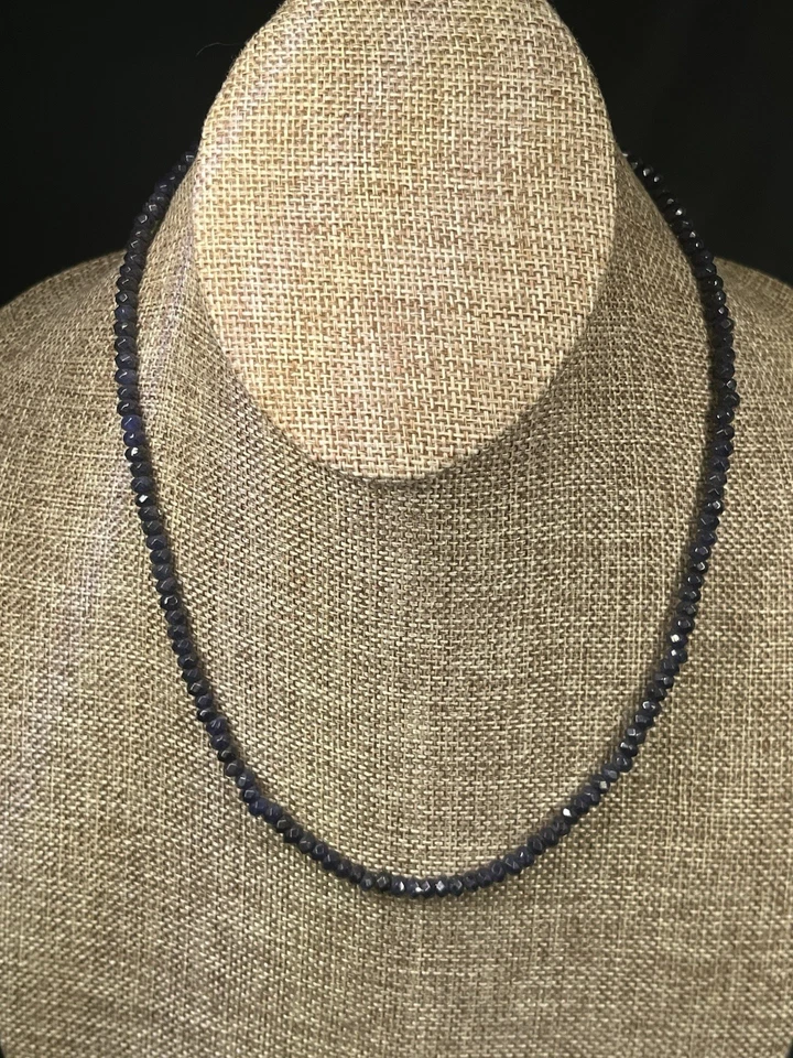 VINTAGE GENUINE SAPPHIRE BEADED 18” 4.3MM - Image 2 of 4