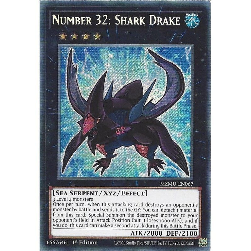 MZMU-EN067 Number 32: Shark Drake : Secret Rare Card : 1st Edition : YuGiOh TCG
