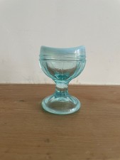 Vintage Delphite Blue Opalescent Glass Eye Wash Cup - Reed / Rosso Shield Mark