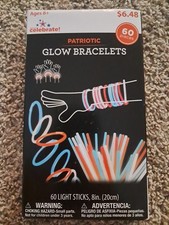 Patriotic Glow Bracelets . 60 Light Sticks 8 In. 20 Cm . 60 Pieces