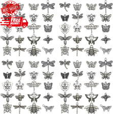 Mixed Insect Charms Set - 100Pcs Butterfly, Dragonfly Bee for Jewelry Making
