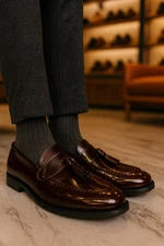 Alexander Mcqueen Oversized Tassel Loafers Men's 42 US 9 Burgundy Rubber Sole