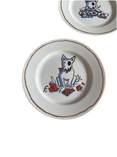 Complete Set 5 Williams Sonoma Trouble Bull Terrier Christmas Plates 7 3/4" Dog - Picture 5 of 15