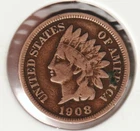 US Rare Old West 1908 Indian Head Penny Coin American Collection Shield Cent USA