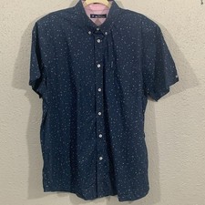 Ben Sherman NWOT Navy Blue 100 Cotton Print Short Sleeve Shirt size XL