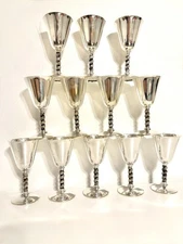 VTG 12 Silver Plated Wine Goblets ORNATE | SPAIN | Barware Decor | Gift Idea Set
