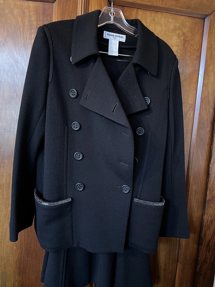 SONIA RYKIEL 2 piezas clásico conjunto de falda de traje para mujer - azul marino - talla 36/38 Foto 4 de 4