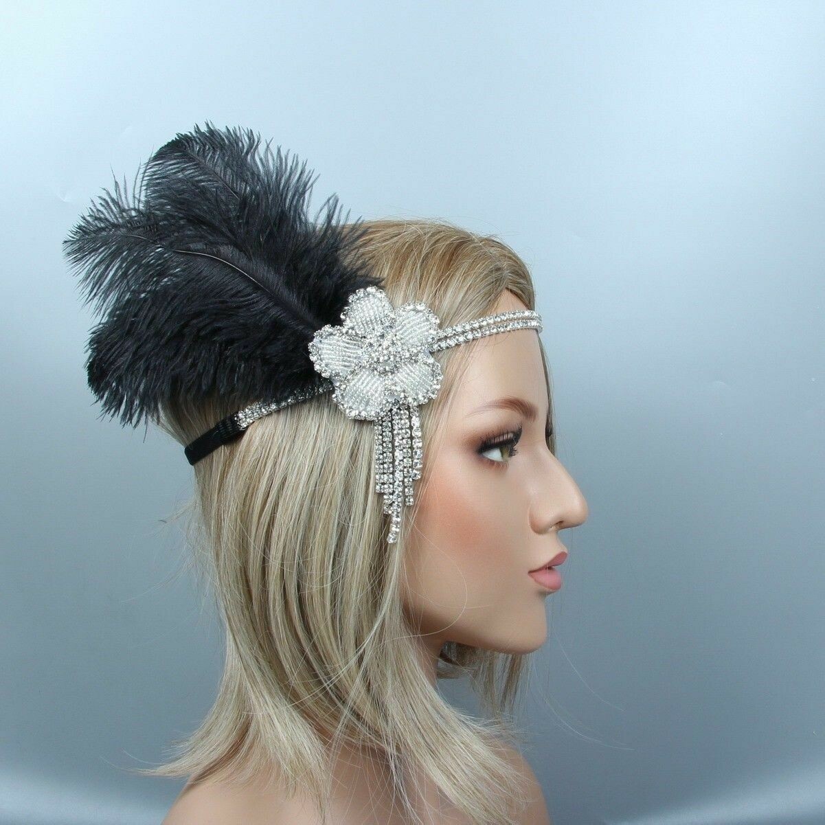 Sequin Feather Flapper Headband 1920s Great Gatsby Headdress Headpiece Retro