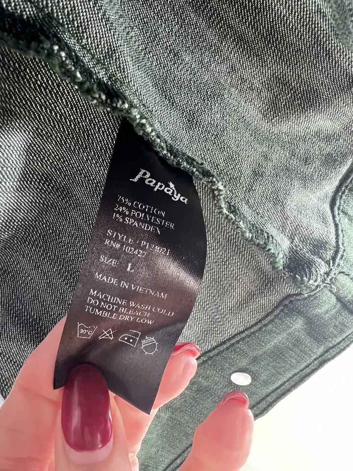 CHALECO VAQUERO PAPAYA RECICLADO PINTADO A MANO GIRASOLES VERDE TALLA GRANDE Foto 4 de 4