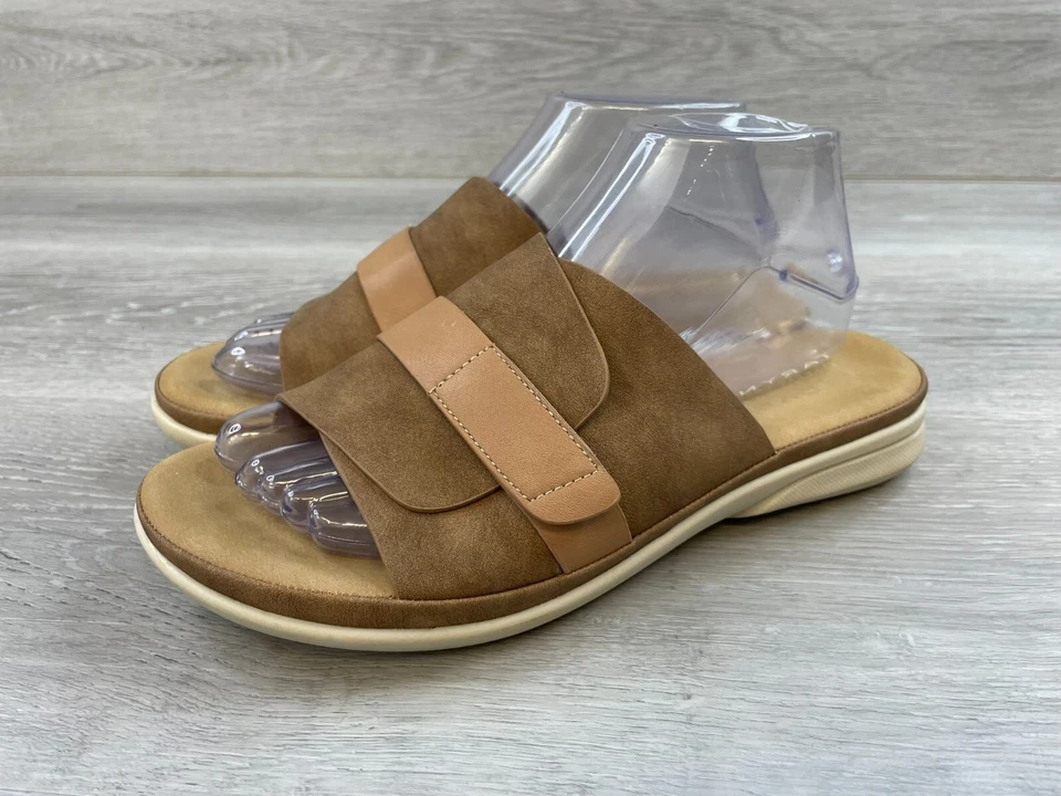 Taryn Rose Bellan Women's Sandals 9 Brown Leather Slip On  Slide Comfort Shoes - Image 3 of 4