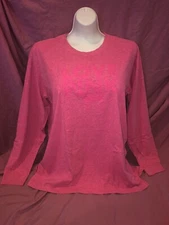 Victoria Secret PINK Oversized Bright Pink Logo Campus Long sleeve Tee L XL New