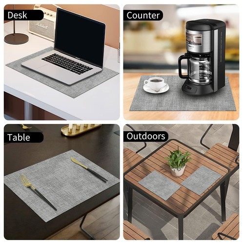 Faux Leather Heat Resistant Placemats Set of 8 – Waterproof Wipeable Dining P... - Picture 6 of 6