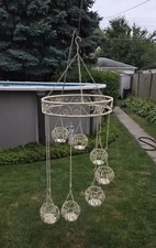 Moroccan Metal Hanging Pendant Lantern Cascade Chandelier Candelabra Candle 60"