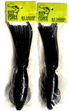 2 Reef Fisher GIANT 9" B2 Squid Smoke Multi-Color Glitter High-Tech Hootchie