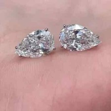 3CT Pear Cut Lab-Created Diamond Women's Stud Earrings In 14K White Gold Plated