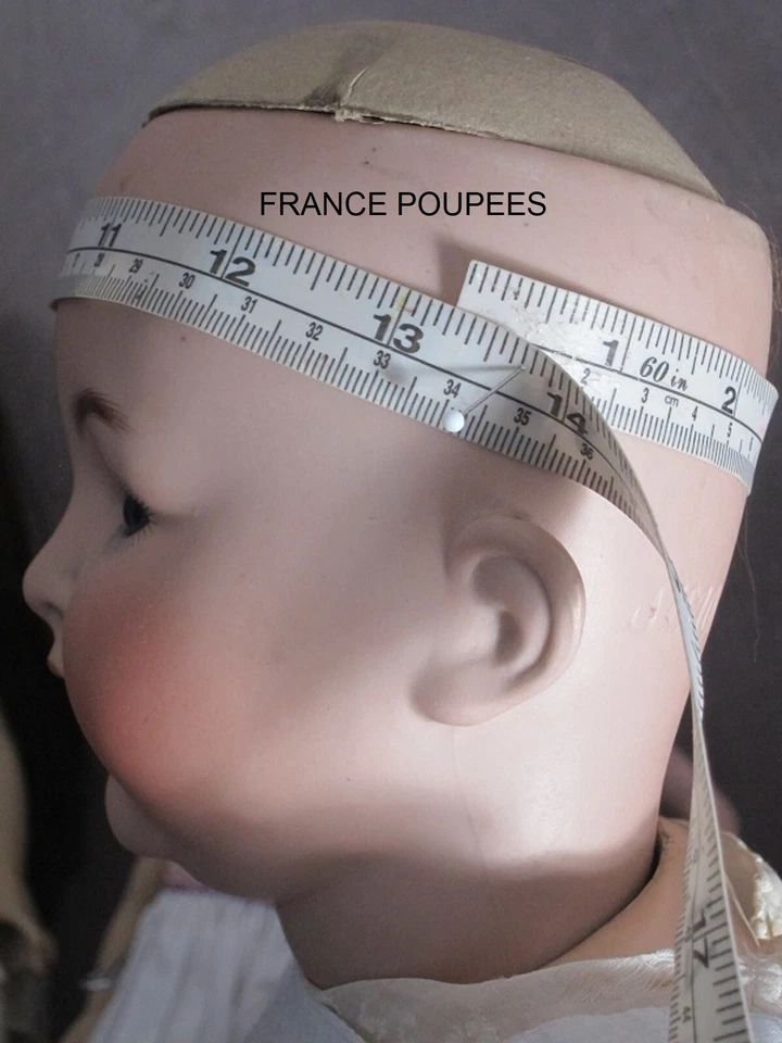 Perruque pour poupée ancienne poupon-cheveux courts blond foncé-Tête32/33cm(13") - Photo 2/2