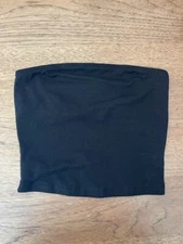 PINK Victoria’s Secret Pure Black MEDIUM Cotton Tube Top Built In Shelf Bra VS