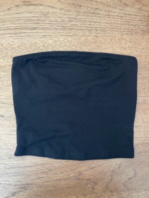PINK Victoria s Secret Pure Black MEDIUM Cotton Tube Top Built In Shelf Bra VS