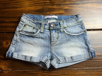 Vigoss Jeans Shorts Girls Size 12 Blue Denim Jeweled Contrast