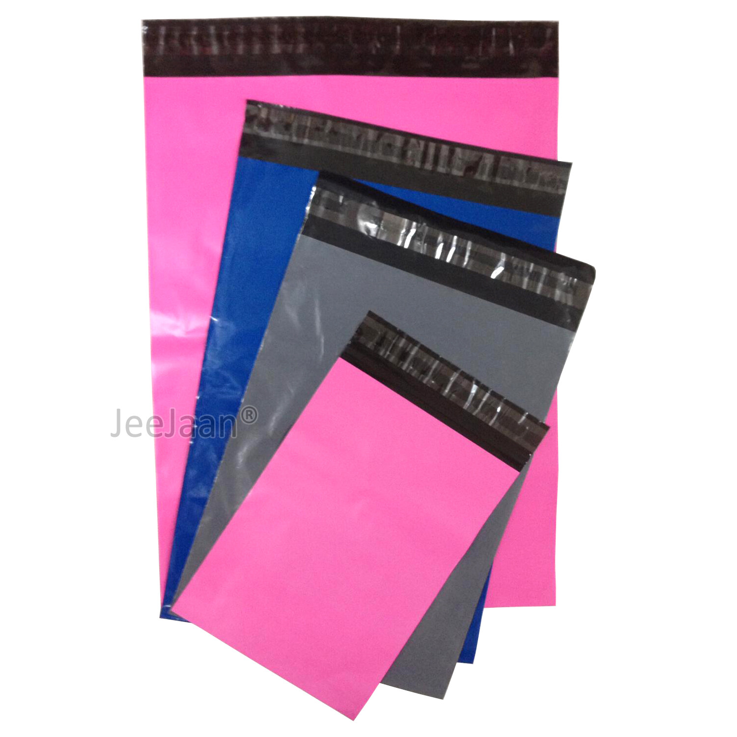 50 Mixed Mailing Postage Bags Strong Poly Bags Grey Pink Blue in 4