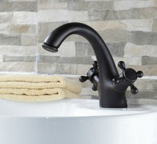 Black Oil Rubbed Brass Bathroom Basin Sink Faucet Mixer Tap Cross Handles shg031