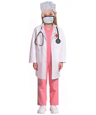 HPO Teen's Play Medical Outfit White & Pink Doctor Costume Set with accessories