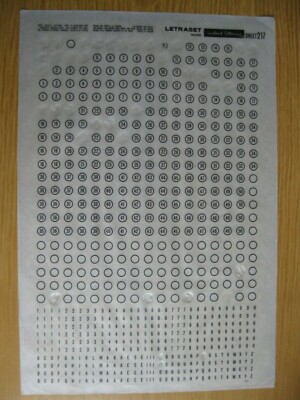 .1 x Letraset Sofortbeschriftung ZAHLEN IM KREIS Blatt 217 GEBRAUCHT a(:)