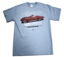 GM Brand Mens Chevrolet University 1966 Corvette Sting Ray Blue Shirt New M