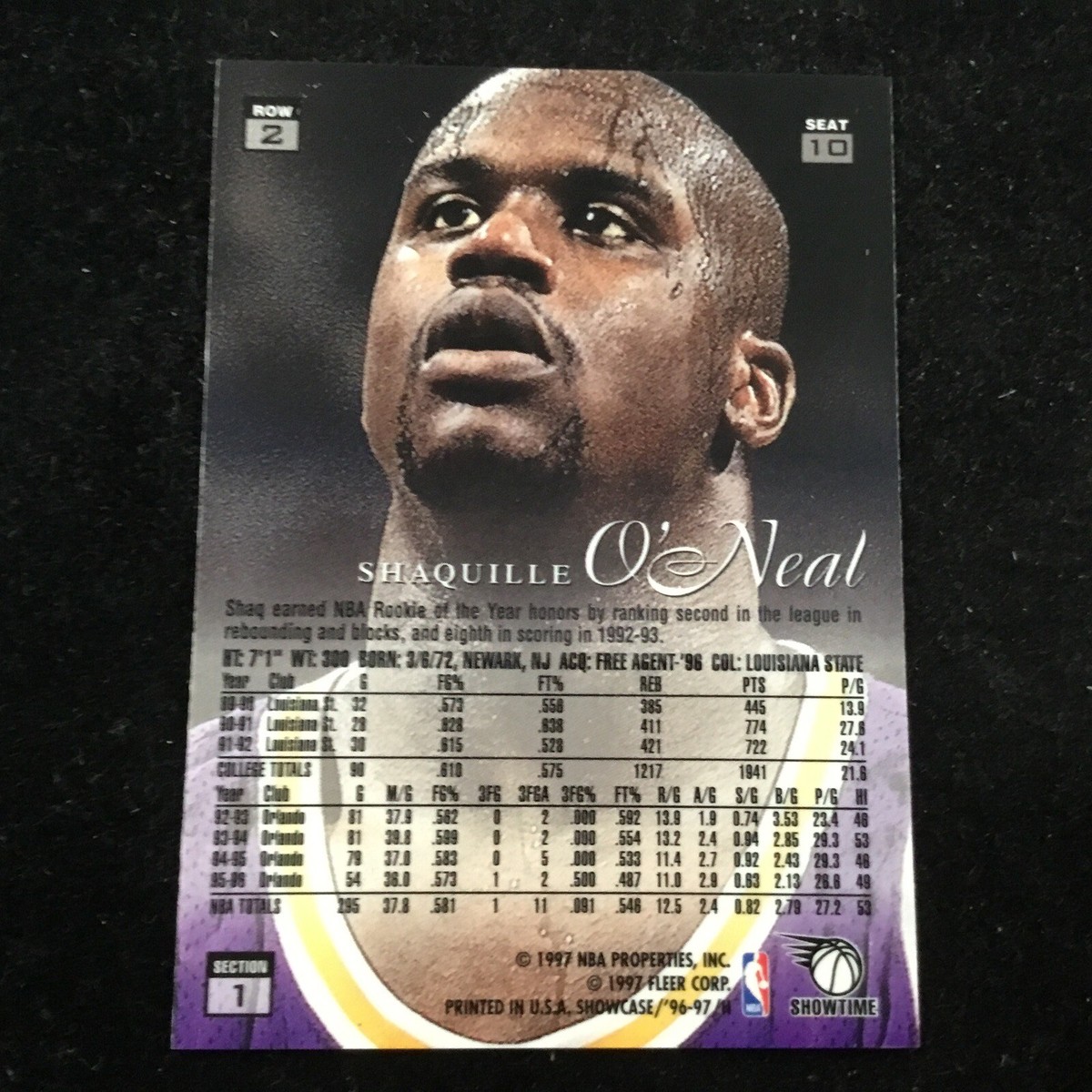 1996-97 Flair Showcase Row 2 #10 Shaquille O'Neal HOF Los Angeles