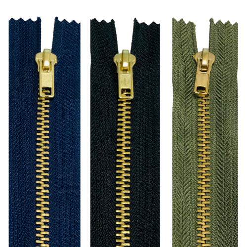 BRASS METAL SIZE 4 JEANS ZIPS / 5 PACK / CLOSED END / 12 COLOURS IN 7 LENGTHS! - 第 1/26 張圖片