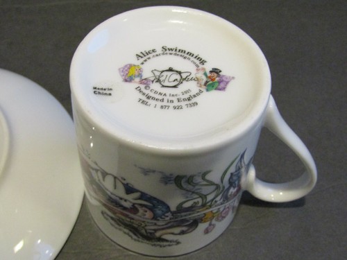 Paul Cardew Design ALICE IN WONDERLAND Swimming Flat Cup & Saucer SET England - Picture 11 of 12