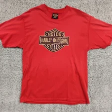 Harley-Davidson Men's Large Red T Shirt Mid-Continent Wichita KS USA Biker VTG