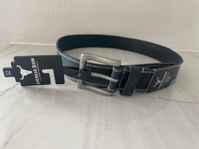 Men's AMERICAN BISON NWT Casual 100% Leather Stitched Belt