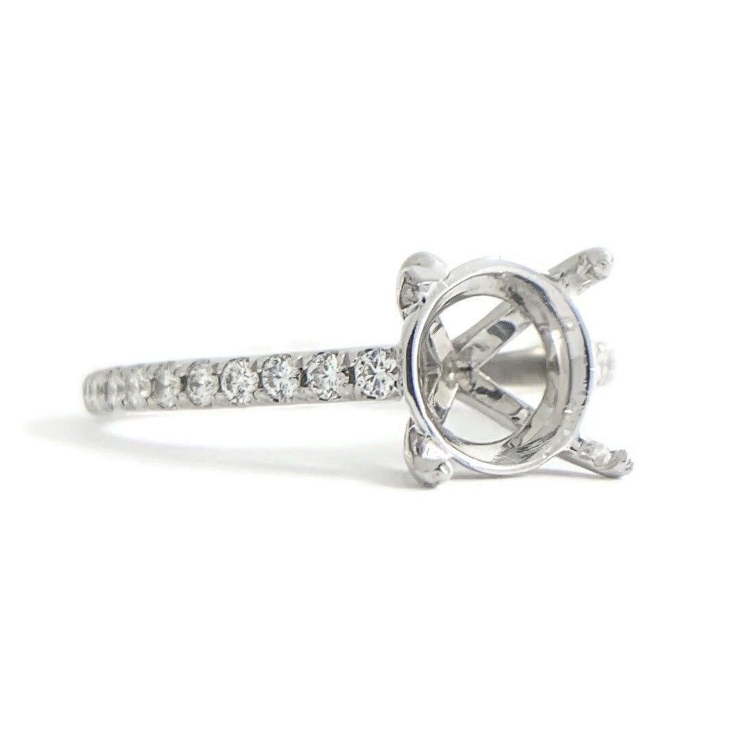 Thin Diamond Engagement Ring 4-Prong Setting Mounting 14K White Gold CTW