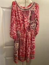 ECI for Anthropologie Short Pink Floral Chiffon Party Spring Dress Size 6