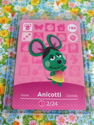 Carte Amiibo Animal Crossing – Anicotti N°184 – Série New Horizons – Comme Neuve, Jamais Scannée