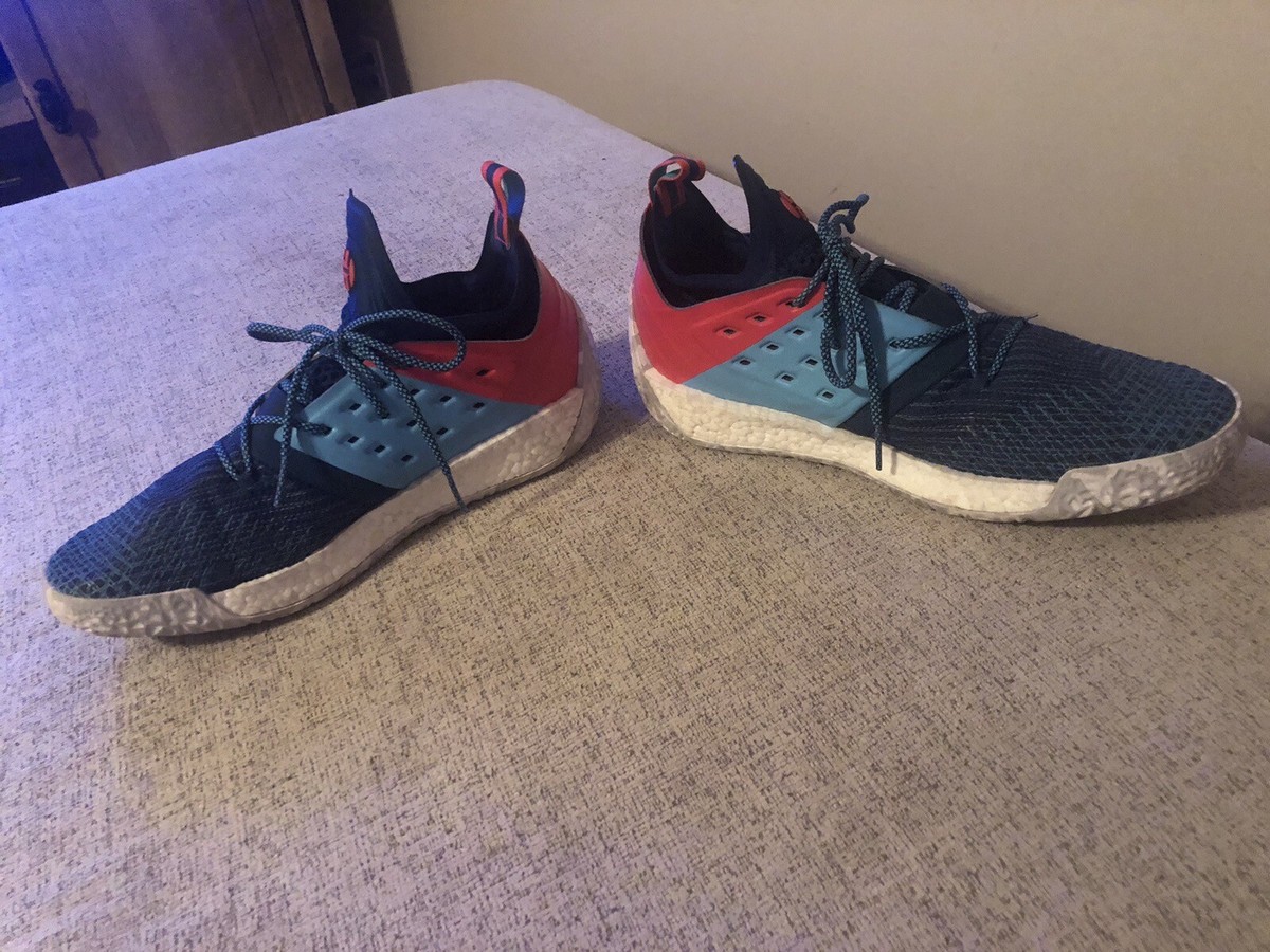 Adidas Harden Vol Sz 12 Blue Night AH2216 Cyan Red PrimeKnit James Boost  A4