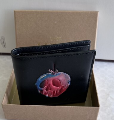 COACH X DISNEY BLACK/MULTI POISON APPLE BIFOLD WALLET 32634 GIFT